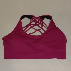 Strappy Back Sports Bra in Magenta - Lightweight Support Small